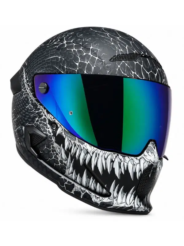 RUROC Atlas 4.0 Jormungandr Kapalı Motosiklet Kaskı, Green Iridescent Vizör DOT Sertifikalı
