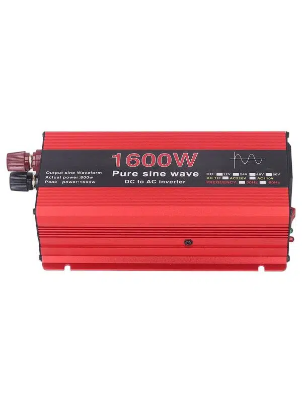 1600W Saf Sinüs İnvertör – DC12V’den AC220V’ye Güç Çevirici, Alüminyum Gövde