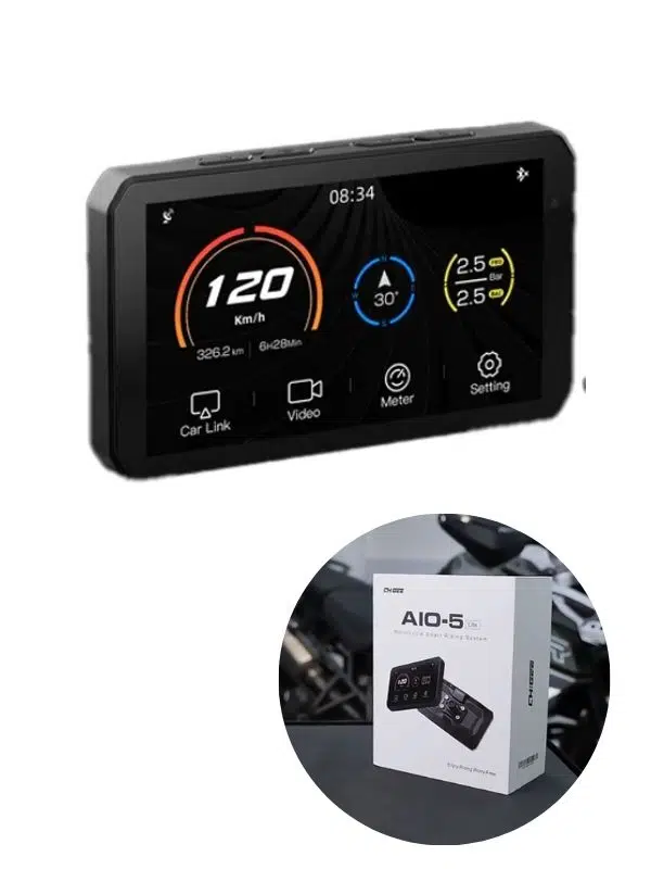 Chigee Aio-5lite 5" Android Auto & CarPlay Navigasyon – Motosiklet Uyumlu, 1080p Ekran