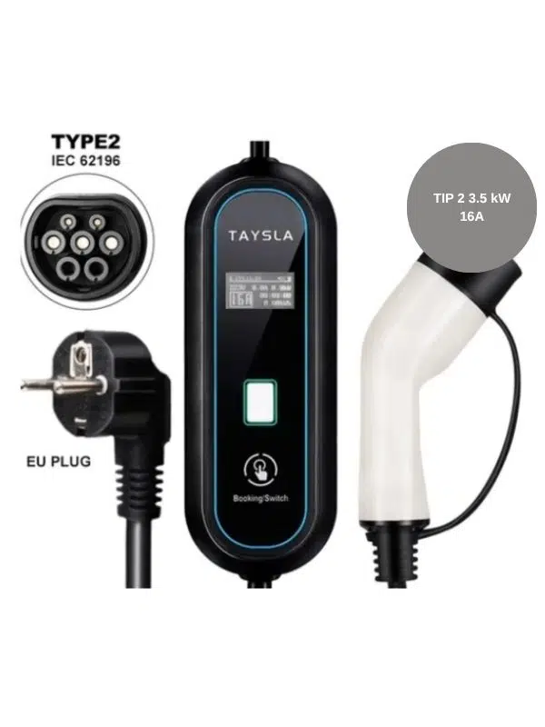 Taysla 3.5 Kw 16a Taşınabilir Portatif Elektrikli Araç Şarj Istasyonu 3 Metre Kablo