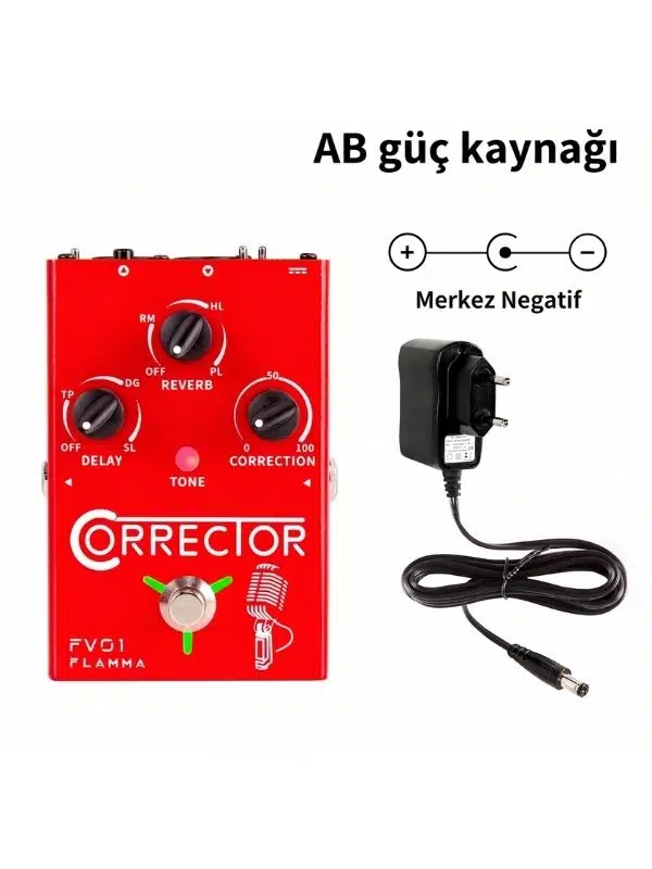 FLAMMA FV01 Vokal Efekt İşlemcisi – Pitch Düzeltme, Delay ve Reverb Pedalı Mikrofon & Gitar İçin