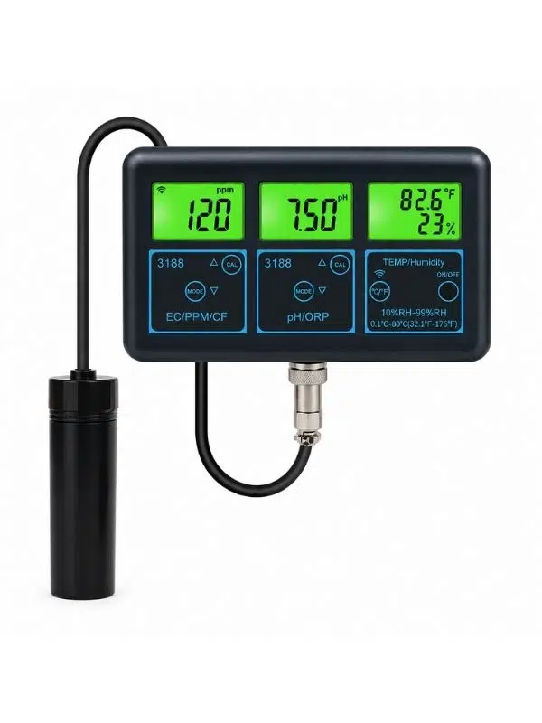 BLE-3188 7-in-1 WiFi Su Kalitesi Test Cihazı – PH, ORP, EC, PPM, CF, Nem ve Sıcaklık Ölçer 