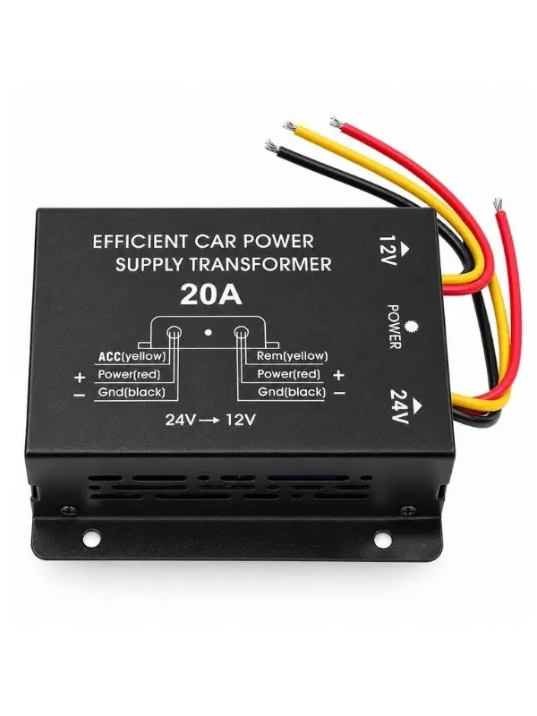 20A 24V → 12V Araba Güç Kaynağı Transformatör Adaptör | Kamyon & Otobüs İçin