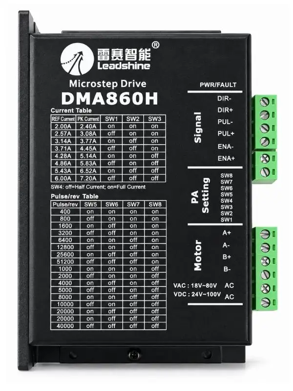 DMA860H Leadshine Step Motor Sürücü | 24–55V AC 2–6A CNC Driver