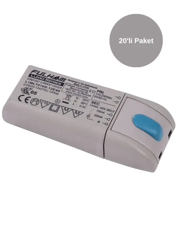 20 Adet Fulham Lumo L05020-1240700 LED Sürücü 12W 3-32V DC 350mA 700mA Sabit Akım LED Driver