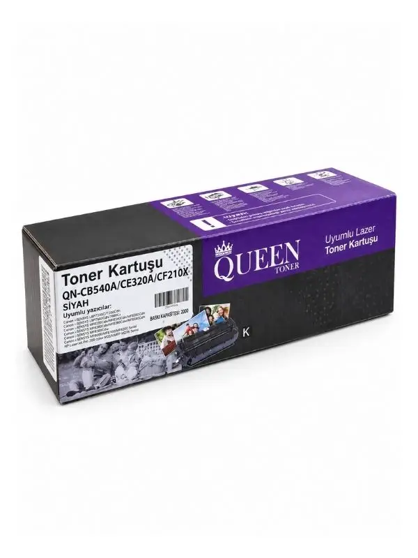 Queen CB540A CE320A CF210X Uyumlu Siyah Toner 2000 Sayfa
