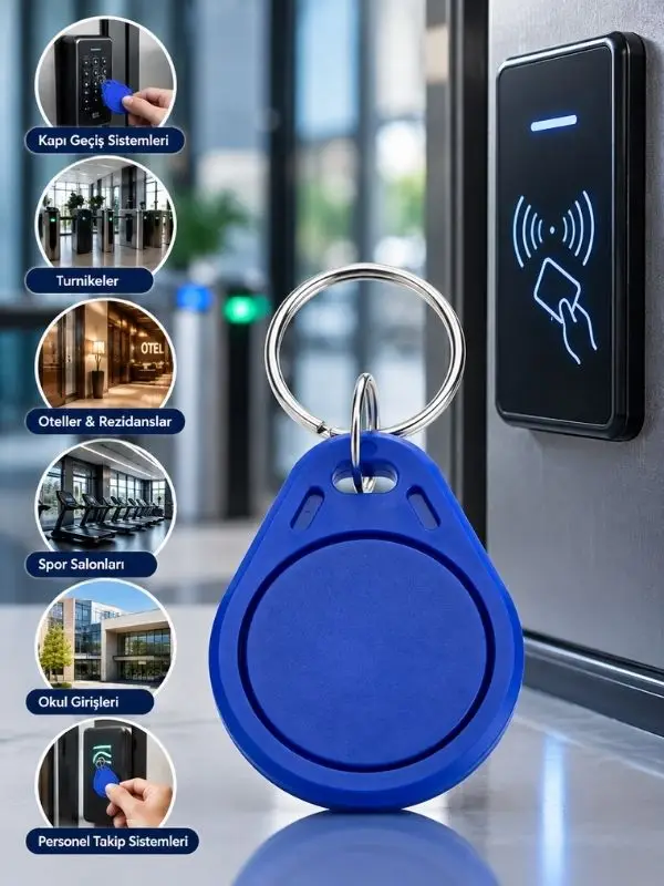 13.56 MHz RFID Proximity Anahtarlık Kartı Temassız Kapı Geçiş ve Personel Takip Çipi