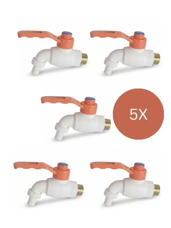 5 ADET Plastik Küresel Bahçe Musluğu 1/2 , 20 Mm Kollu Musluk