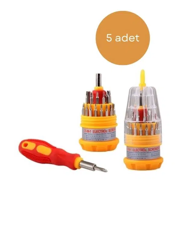 Mini Tornavida 31'li Set, 5 Adet Çok Amaçlı Pratik Tornavida Seti
