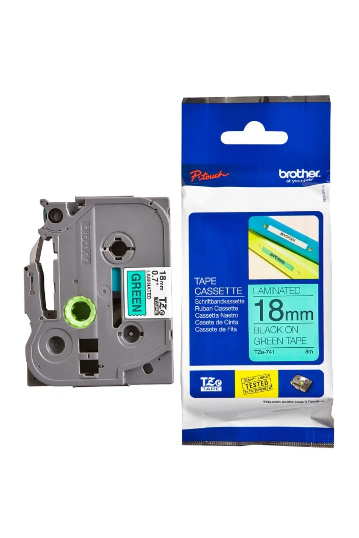 Brother TZE-741 Etiket Yeşil Etiket 18mm X 8mm