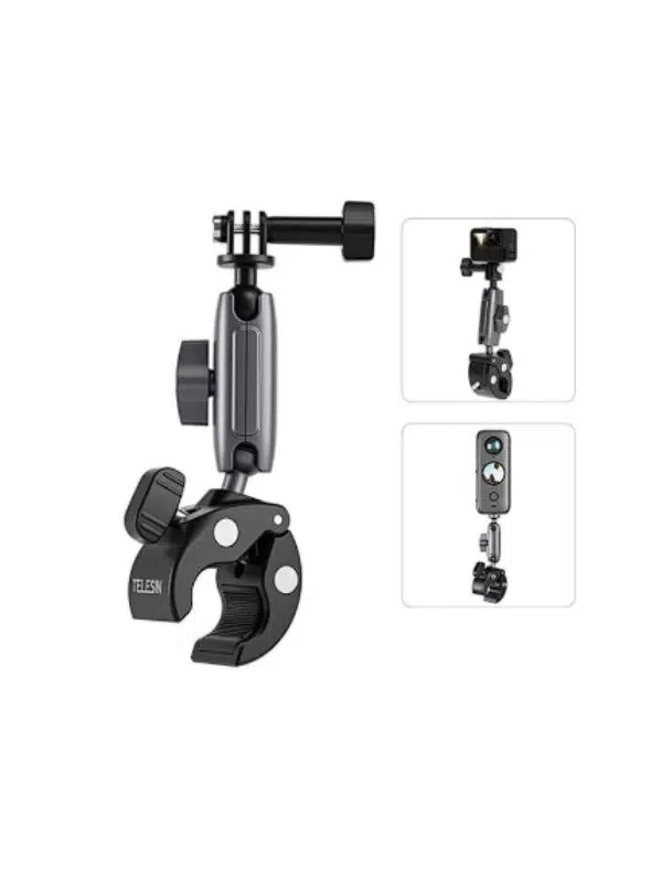 Telesin Universal Gidon ve Boru Tipi Kamera Aparatı – GoPro, Insta360, DJI Osmo Uyumlu 