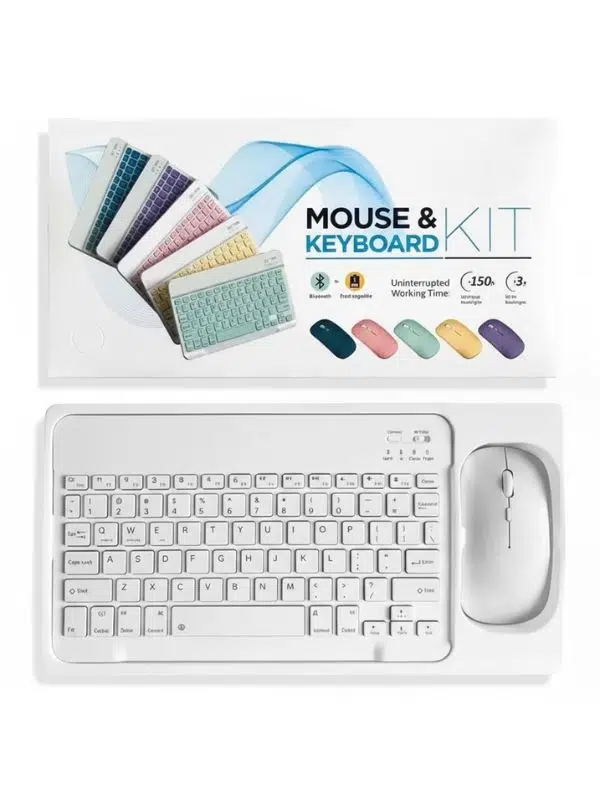 Klavye, Mouse Seti , Bluetooth - USB Klavye Mouse Seti Beyaz Uzun Pil Ömrü 2 Pil