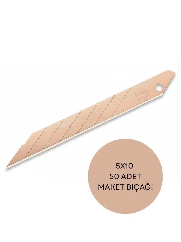 5'li Paket 10 Adet Maket Bıçağı Yedek Uç, 30'' Eğimli, 9 mm, Deri El Aleti