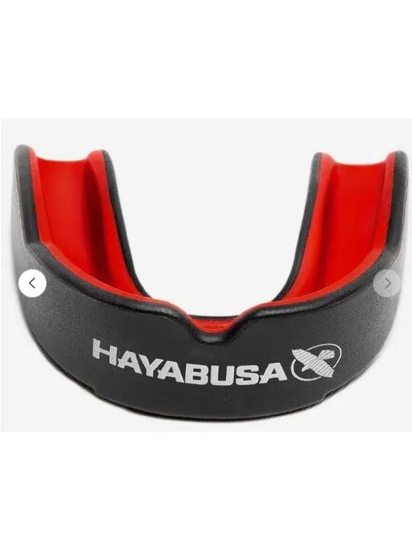 Hayabusa Combat Mouthguard – Yetişkin Ağızlık | Çift Katmanlı Darbe Koruması, Siyah/Kırmızı
