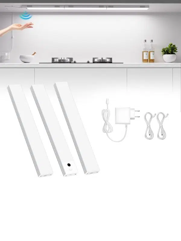 TOPPLEE Sensörlü LED Işık Şeridi 30cm x3 – Soğuk Beyaz 6000K, Kısılabilir, 1100lm