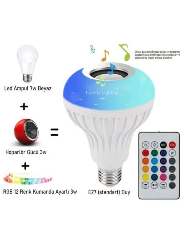 LED MUSİC BULB Bluetooth Hoparlörlü Rgb Led Ampul Kumandalı