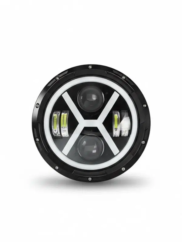 7 inç LED Far Melek Gözü Beyaz + Amber Motosiklet 18 cm