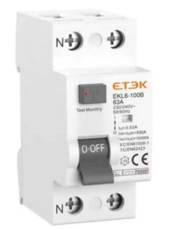 ETEK EKL6-100B Type B RCCB – EV Şarj, UPS ve PV Sistemleri İçin 100A Akıllı Kaçak Akım Koruma