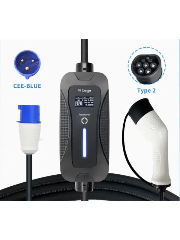 7.2 kW Type 2 Taşınabilir EV Şarj Cihazı - Elektrikli Araç Şarj İstasyonu 16A Ayarlanabilir Akım IEC 