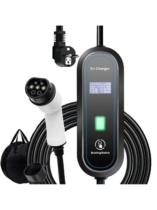 NOOGRRFA 3,5kW Taşınabilir EV Şarj Cihazı | Tip 2 IEC 62196, LED Ekran, IP65 Su Geçirmez