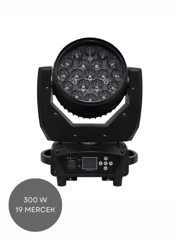 19 LED Zoomlu Moving Head Wash DJ ve Sahne Işığı - 300W - 8500K