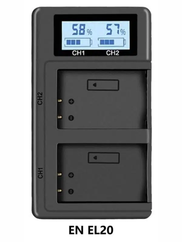 EN-EL20A EN-EL20 LCD Çiftli Şarj Cihazı Nikon & Blackmagic Uyumlu