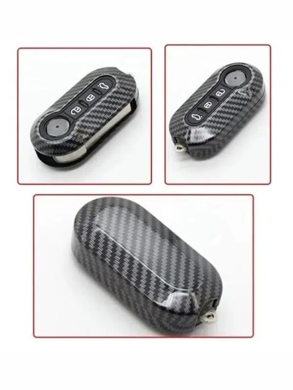 BigKey Fiat 3 Tuşlu Siyah Karbon Anahtar Kılıfı Doblo Fiorino Punto Bravo 500 Ducato Panda