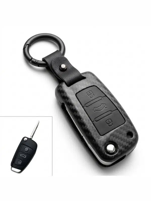 BigKey Audi Sustalı Siyah Karbon Anahtar Kılıfı Dayanıklı Şık Koruma
