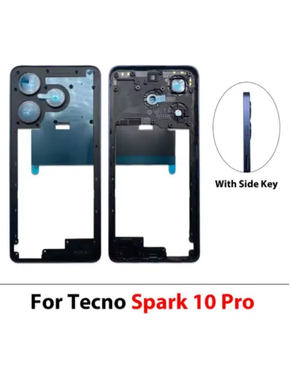 Tecno Spark 10 Pro KI7 Orta Çerçeve – Yan Tuşlu Housing Bezel Yedek Parça