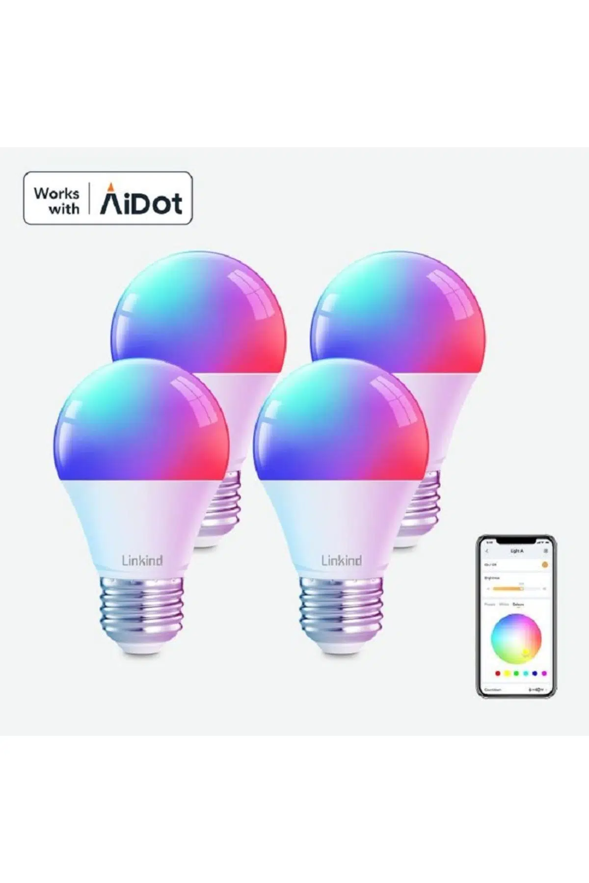 A19 RGBTW E26 800 Lm 9W Wifi Akıllı Lamba Işık Renk Değiştiren Kısılabilir APP Uyumlu 4lü Paket Set