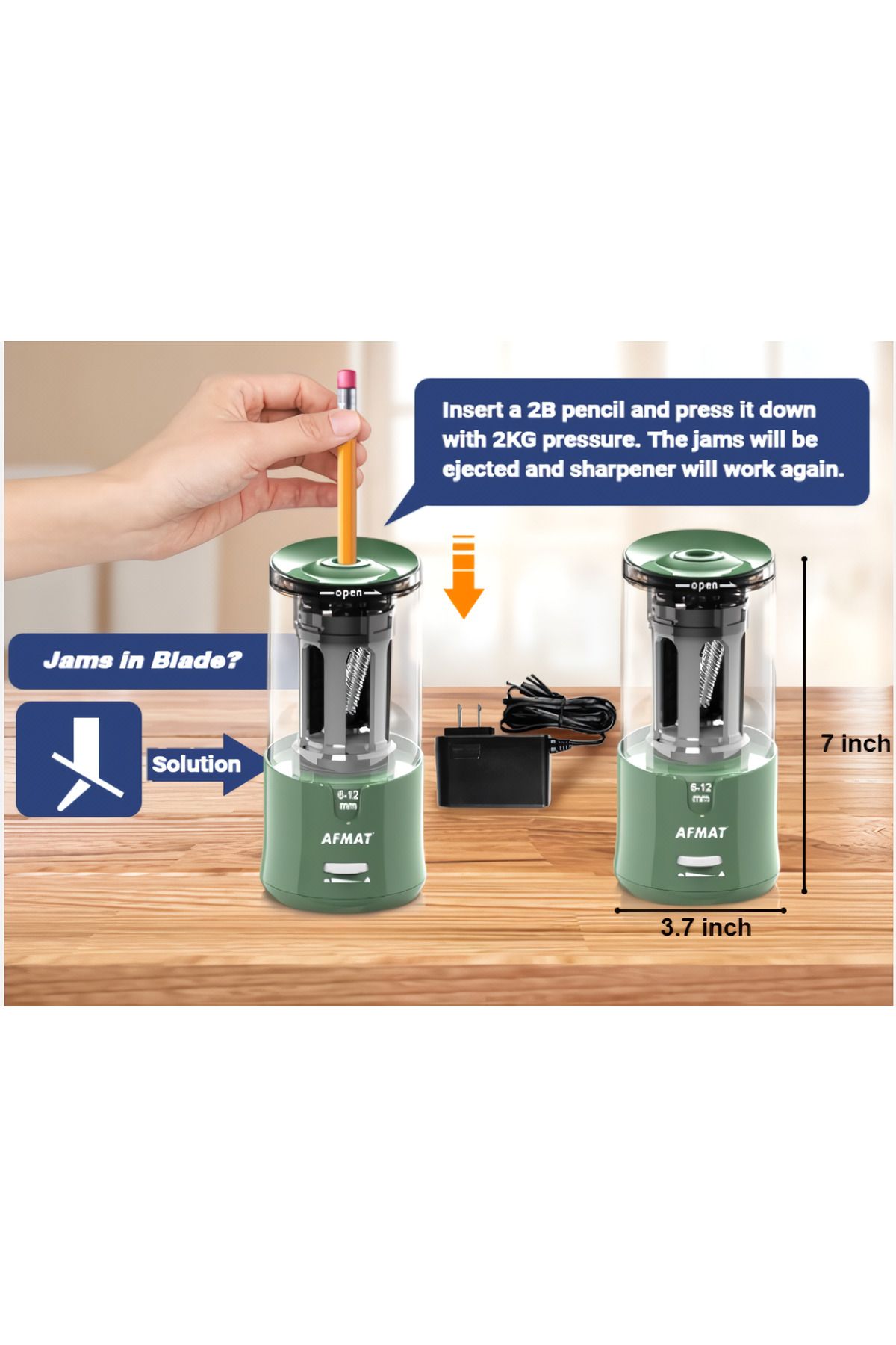 AFMAT Elektrikli Otomatik Kalemtıraş – Güçlü, Hızlı ve Çok Yönlü