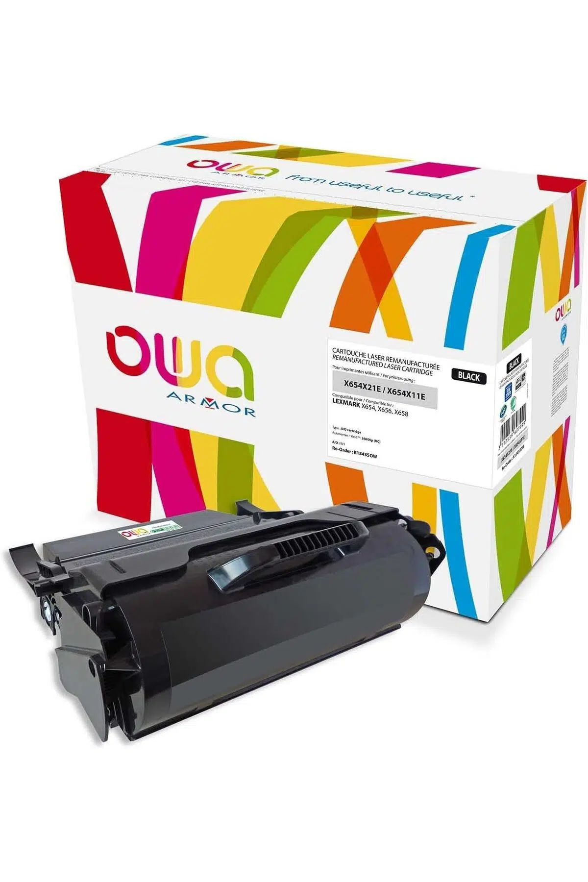 Armor Lazer Toner Lexmark X Black Yazıcıyla Uyumlu K15435OW 36000 Sayfa X654X31E NOIR X 654