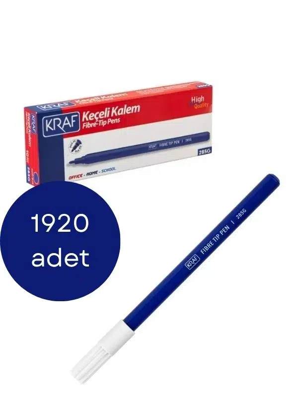 KRAF 285G Mavi Keçeli Kalem, 1920 Adet - 1 Koli, Keçe Uçlu Kalem