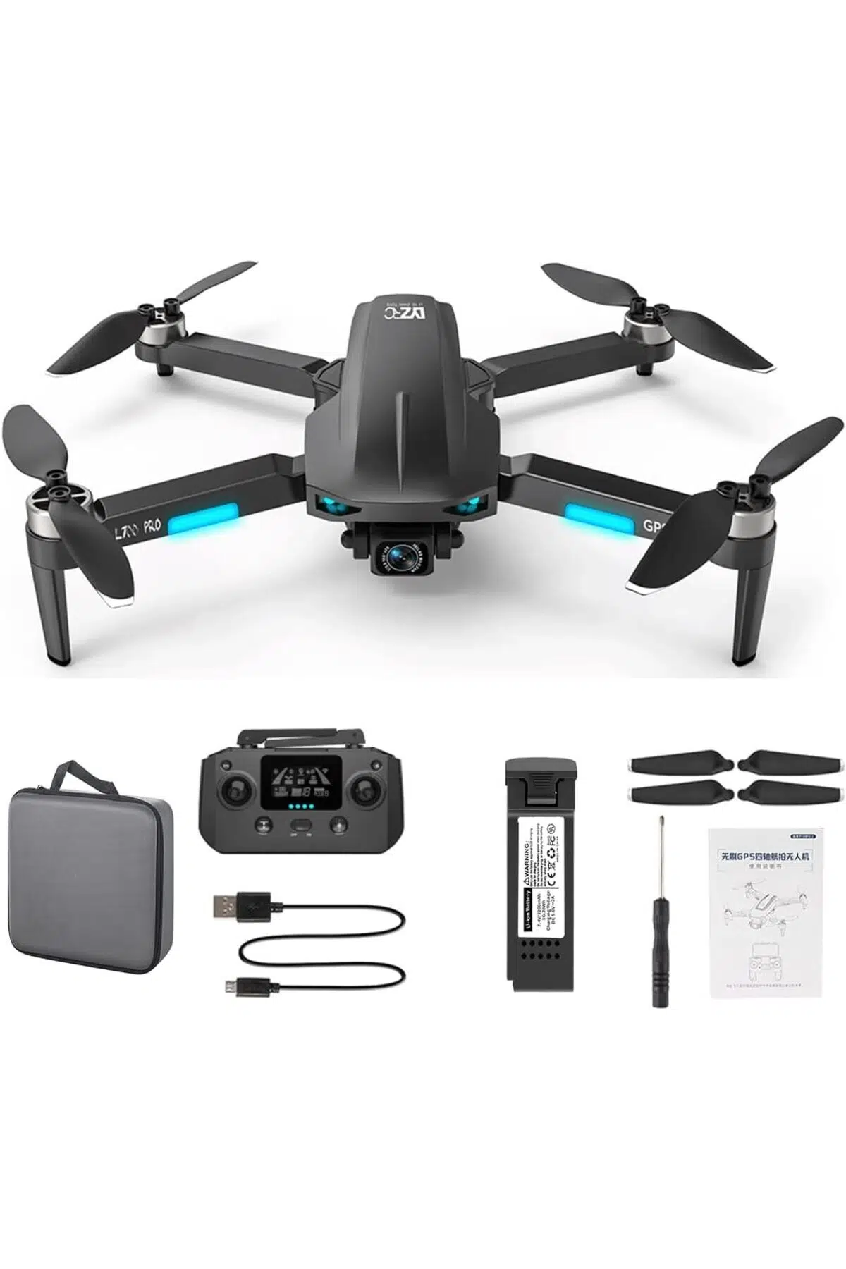 L700PRO Fırçasız Motor RC Quadcopter Gps Drone Hava Fotoğrafçılığı İçin HD 4K Çift Kamera Katlanır