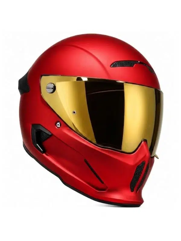 Ruroc ATLAS 4.0 Crimson (M/L 58-60) Kapalı Motosiklet Kaskı, Gold Vizör , DOT Sertifikalı