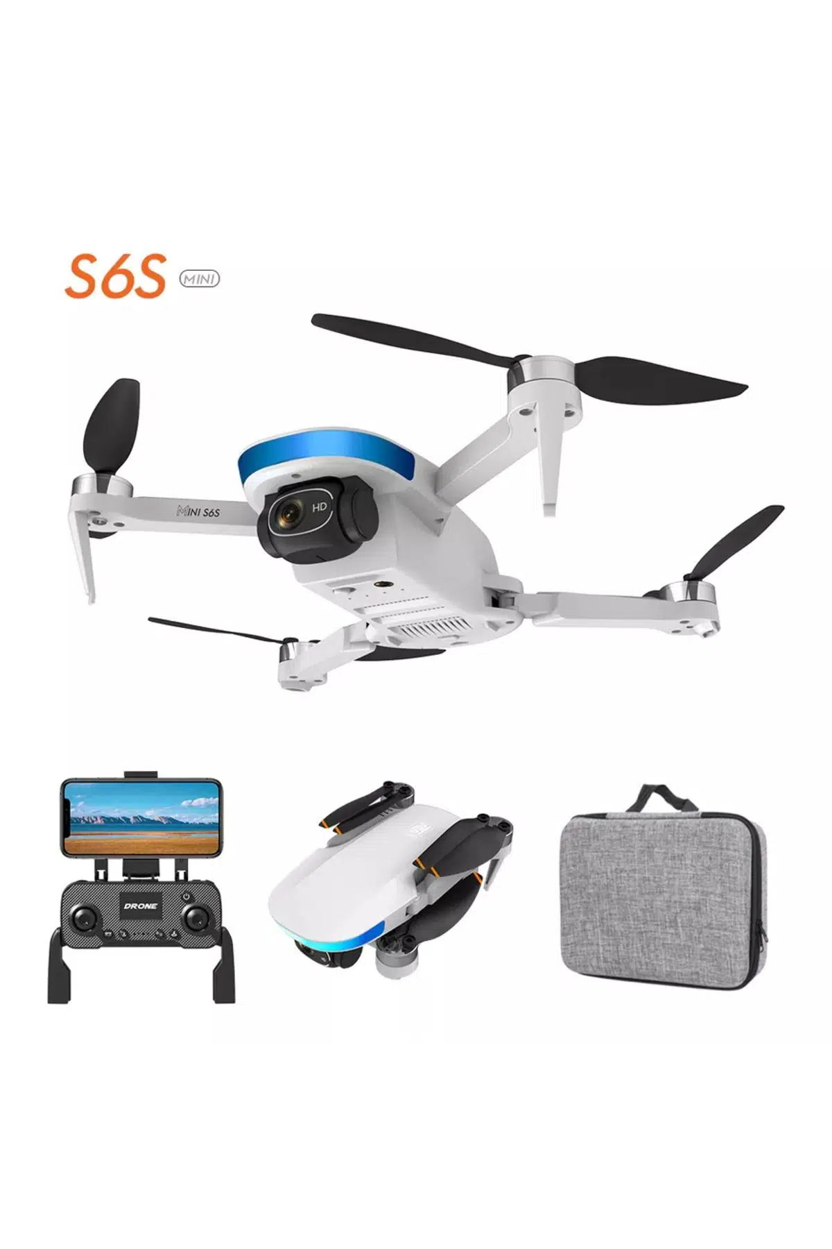 S6S MINI GPS 5G WIFI FPV ile 4K HD Kamera Fırçasız Katlanabilir RC Drone Quadcopter + 2Pil Çanta