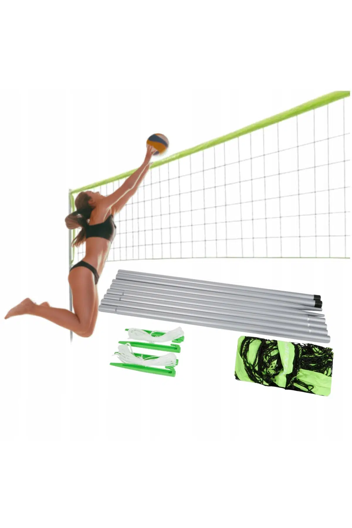Sportnet Taşınabilir Pratik Voleybol Badminton Seti Plaj Deniz Bahçe Outdoor Eğlencesi 609 x 220 cm
