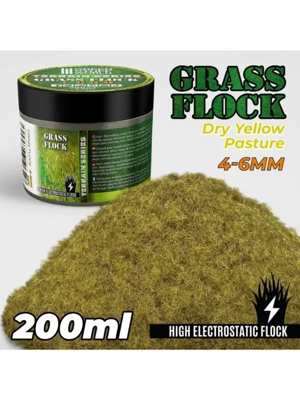 Static Grass Flock 4-6mm Dry Yellow Pasture 200ml – Model Çim Malzemesi