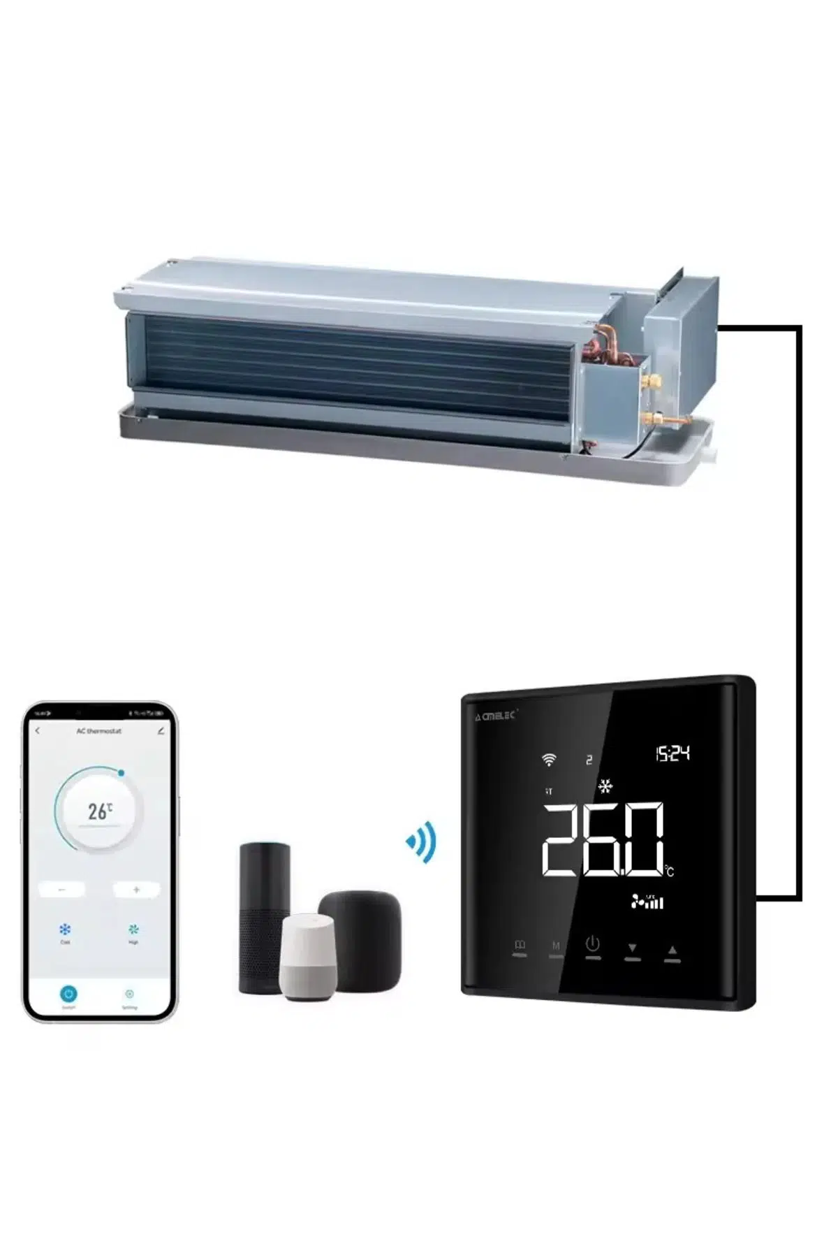 VRF AE-669K Wifi Tuya Destekli IP30 Akıllı Klima Termostat Bağlantı Kiti